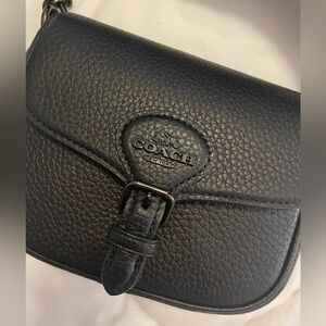 NWT COACH AMELIA SMALL SADDLE BAG BLACK/BLACK COPPER